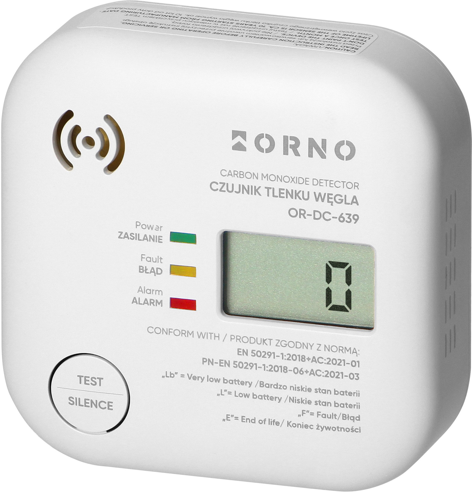 Bateryjny czujnik tlenku węgla (czadu), wbudowana bateria, żywotność sensora i baterii 10 lat,OR-DC-639