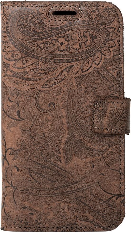 Surazo Etui na telefon Surazo ze skóry naturalnej Wallet case - Ornament Brązowy