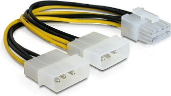 Delock Molex x2 - PCIe 8-pin, 0.15m, Żółty (82397)