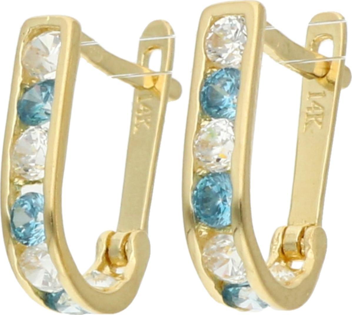 Rosanto Złote kolczyki z błękitnymi cyrkoniami 585 14k
