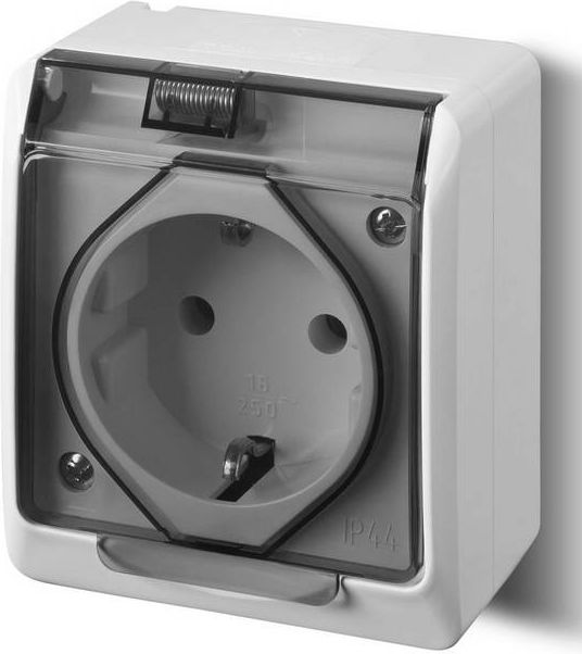 Elektro-Plast Hermes Gniazdo hermetyczne Schuko z/u z klapką dymną 16A IP44 białe (0324-01)