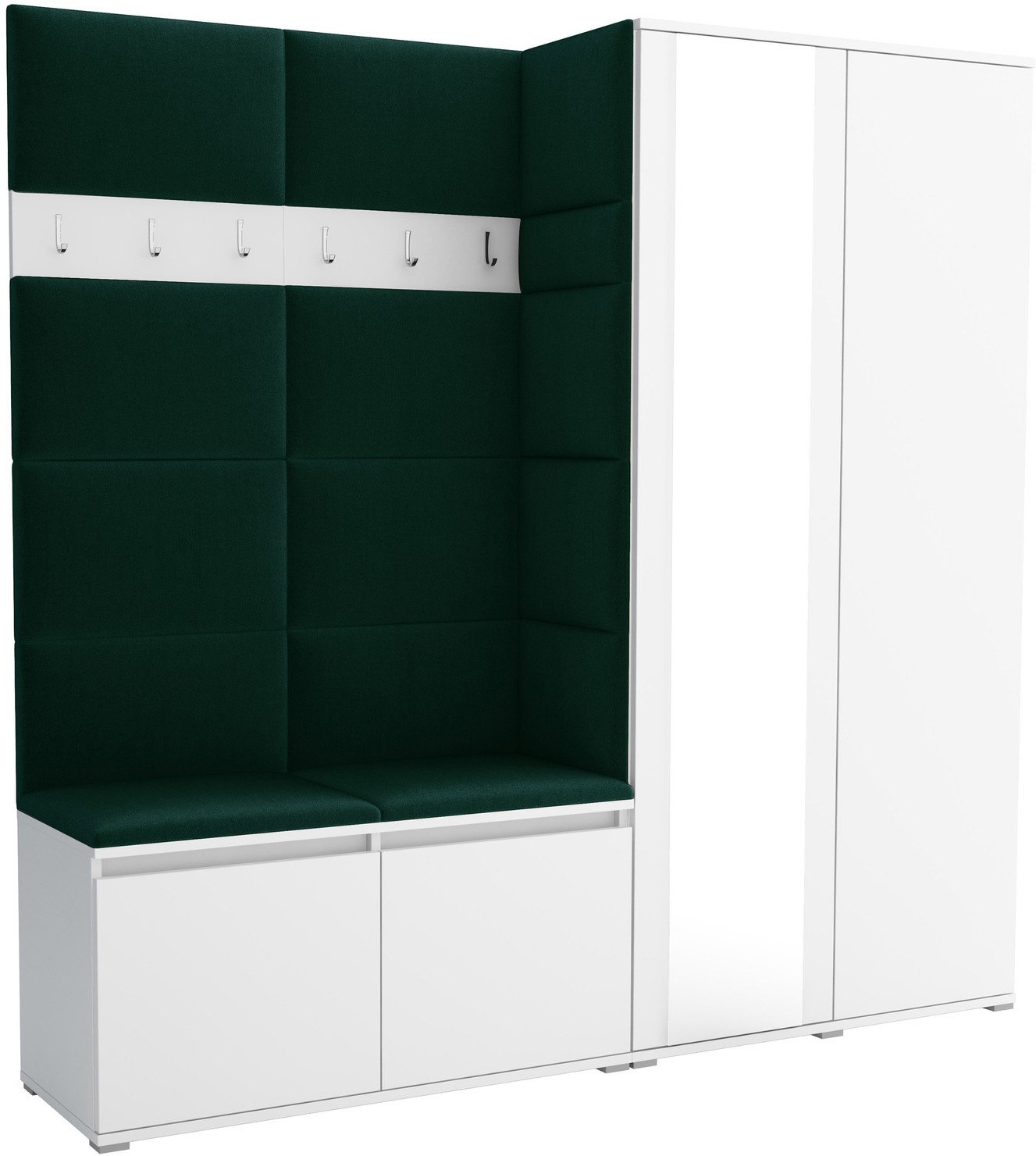 Tapicerowana garderoba Noris IV z lustrem - kolor biały + tkanina Trinity 28