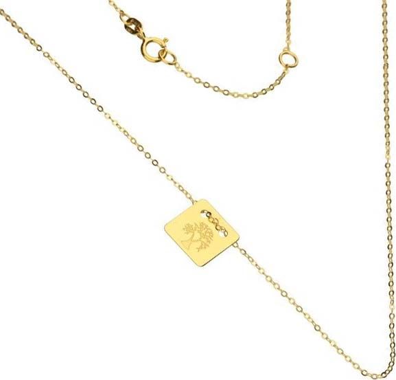 Lovrin Złoty naszyjnik 333 kwadrat z drzewem życia 1 g