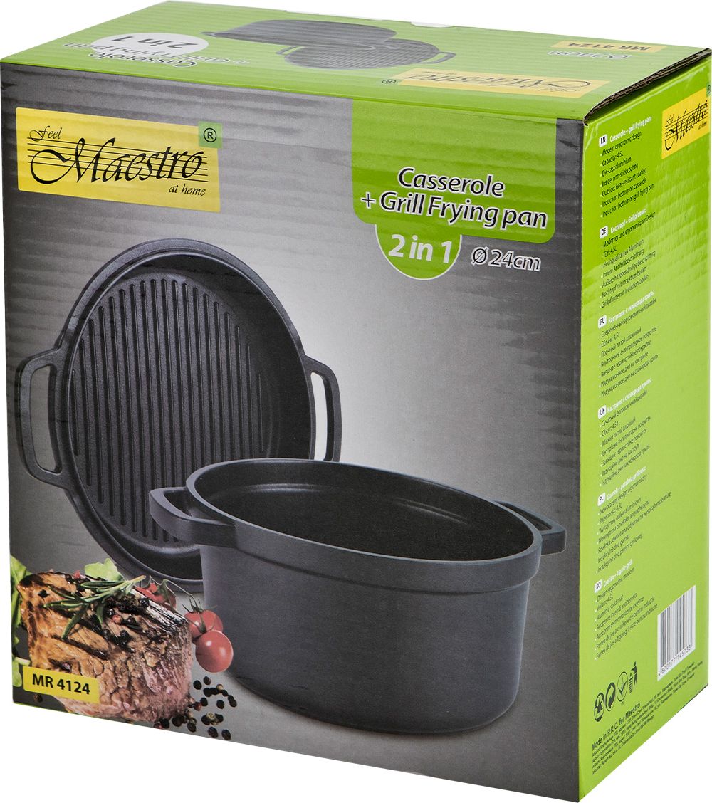 Maestro Garnek + patelnia Grillowa Casserole 24cm.