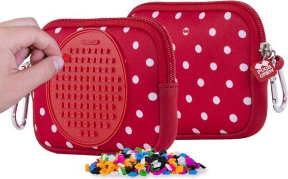 PIXIE Saszetka na Suwak, Kosmetyczka, PIXIE CREW, Kropki, Czerwony Panel