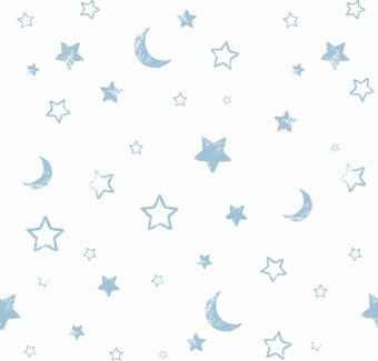 decofun Tapeta biała w niebieskie gwiazdki