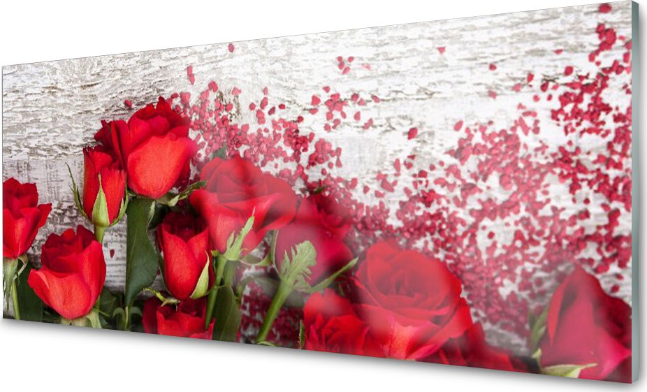 Tulup Panel szklany do kuchni dekor kuchenny Róże Kwiaty Roślina 125x50 cm + KLEJ - 48123303