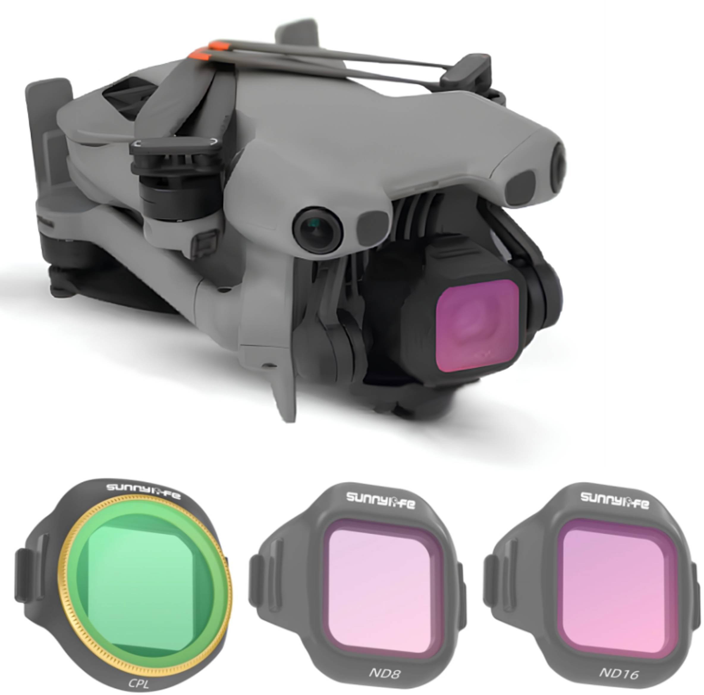 SunnyLife ZESTAW 3 FILTRÓW MIX SZARE polaryzacyjny DO DJI MINI 5 PRO - ND8 / ND16 / CPL