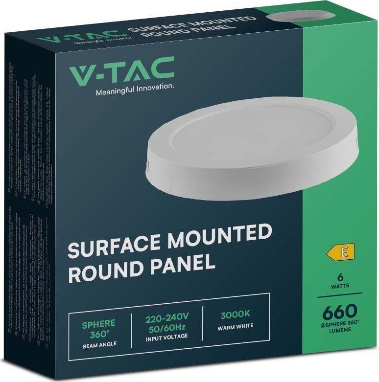 Lampa sufitowa V-TAC Panel LED V-TAC Natynkowy Premium Downlight 6W Okrągły fi120 VT-60006 4000K 660lm