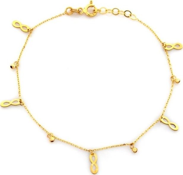 Lovrin Złota bransoletka 585 z nieskończonościami i kuleczkami