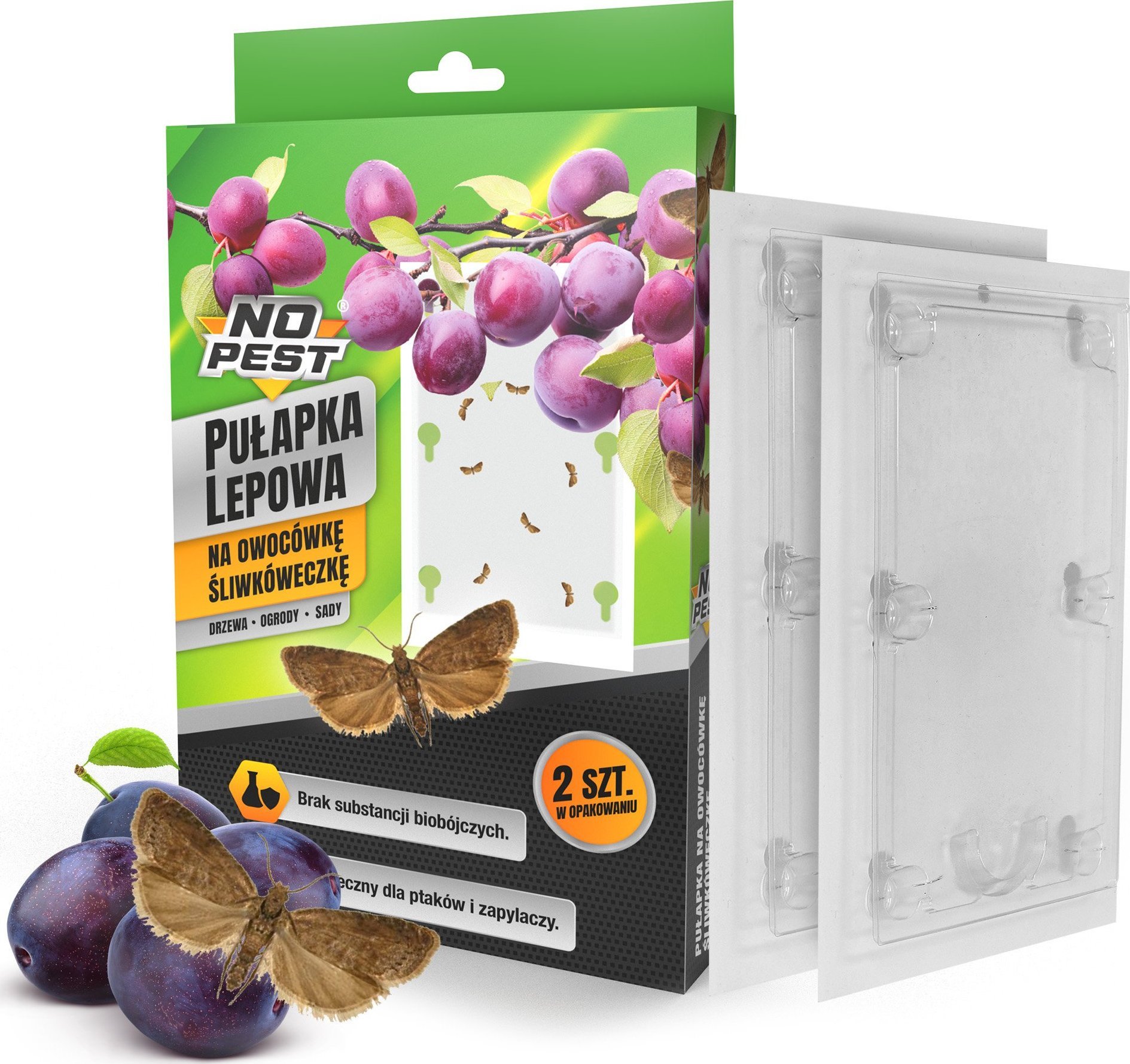 NO PEST Pułapka Lepowa na Owocówkę Śliwkóweczkę (2 szt) Lep Pułapka na Owocówki Motyle i inne Szkodniki