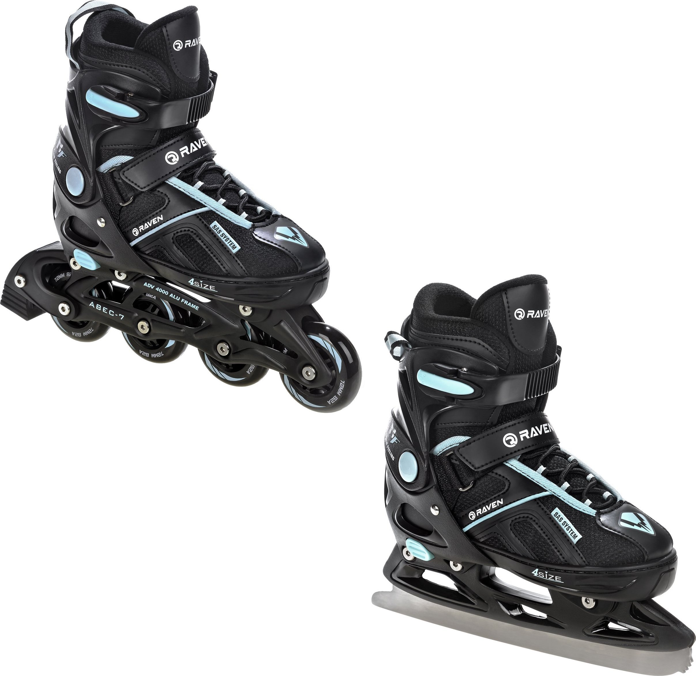 Rolki Raven Inlineskates Pulse z wymienną płozą regulowane czarne r. 37-40