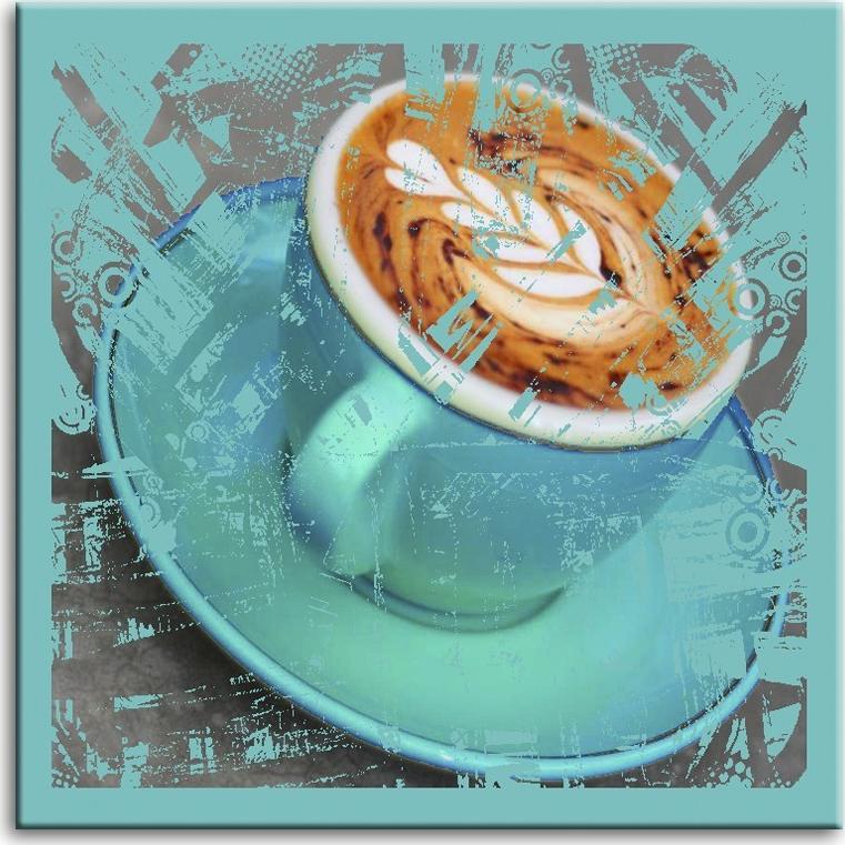ART-POL Obraz na płótnie 30x30cm niebieska filiżanka kawy na dzień dobry
