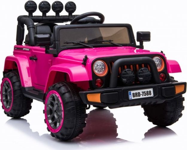 Super-Toys MEGA JEEP FULLTIME, NAPĘD 4X4, 1X12V ,WOLNY START/ MIĘKKIE KOŁA, FUNKCJA BUJANIAEXCLUSIVE/7588