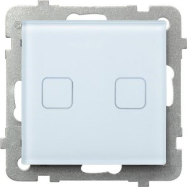 Ospel Łącznik dotykowy świecznikowy Ospel Sonata Touch ŁPD-2RS/M/31 podtynkowy podwójny z podświetleniem 10AX 230V białe szkło