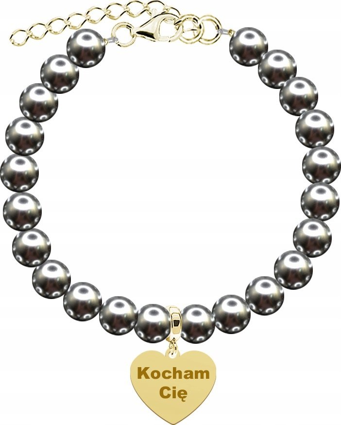 Radziszewska Jewellery Bransoletka Złota na Dzień Matki z Perłami Kocham Cię 925 Grawer Życzenia