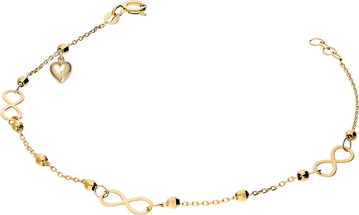 Lovrin Złota bransoletka 585 nieskończoność serce