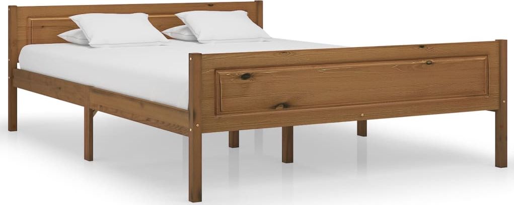 vidaXL Rama łóżka z litego drewna sosnowego, miodowy brąz, 140x200 cm