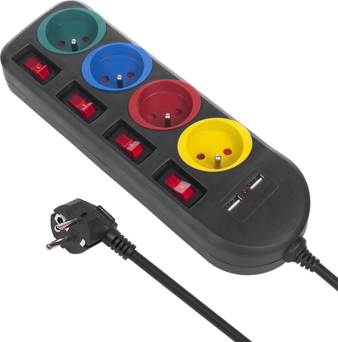 Listwa zasilająca Maclean 4 gniazda 1.5 m czarna (MCE229B)