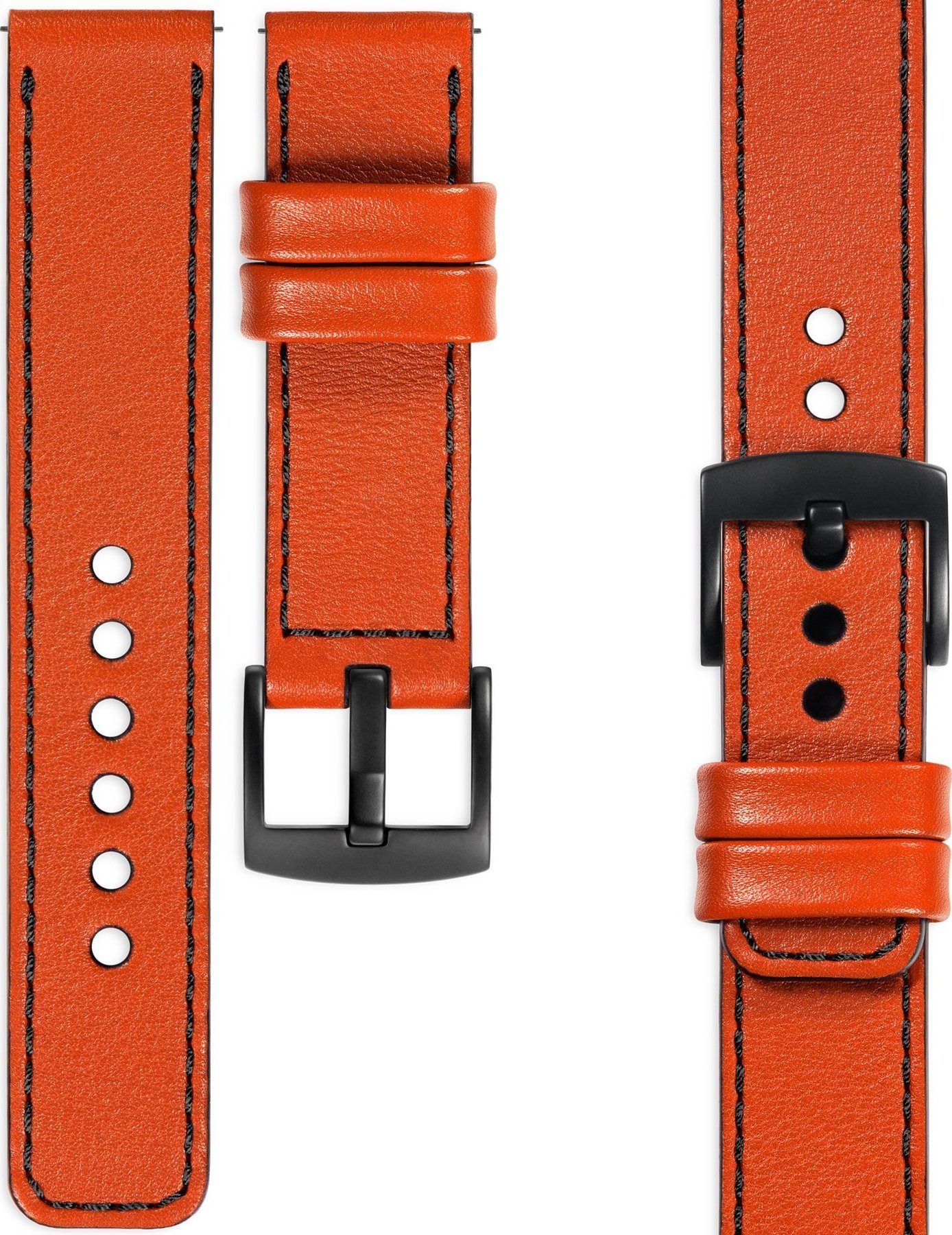 moVear moVear Prestige C1 Skórzany pasek 20mm do Huawei Watch GT 3 Pro (43mm) / GT 3 2 1 (42mm) | Pomarańczowy, czarne przeszycie [rozmiar i klamra do