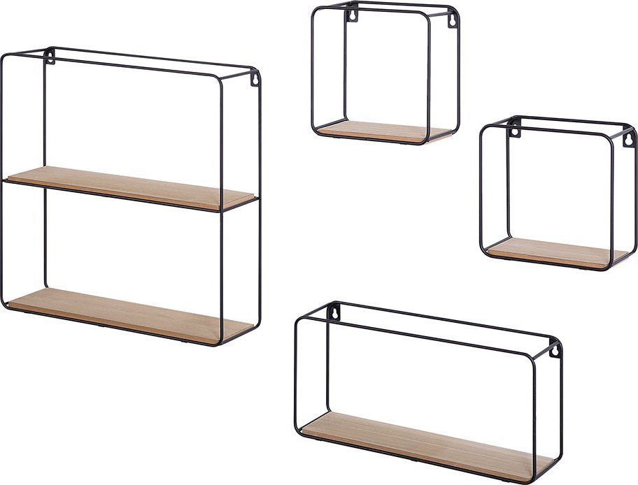 Beliani Lumarko Zestaw 4 półek wiszących jasne drewno BRITO!