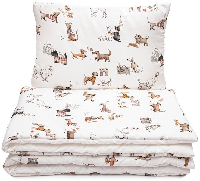Eurofirany Komplet pościeli bawełniana 80x100 cm - Paryskie Pieski