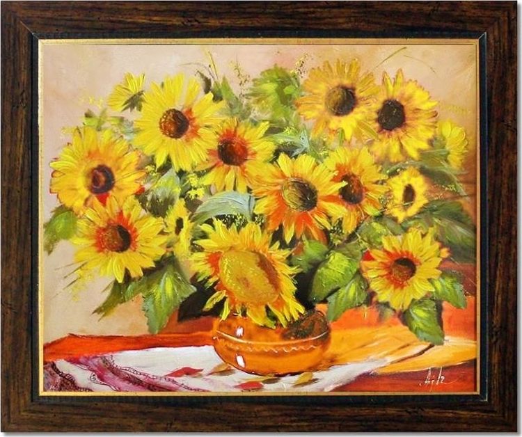 GO-BI Obraz Sloneczniki ręcznie malowany 53x64cm uniwersalny