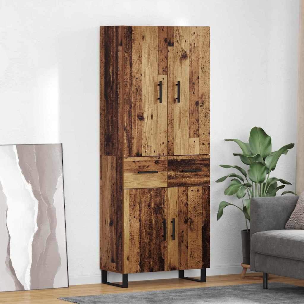 vidaXL Highboard 2 pcs Stare drewno Drewno inżynieryjne i szkło
