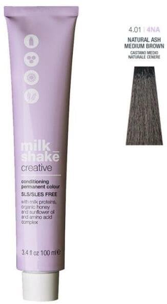Milk Shake Creative Permanent Hair Dye 4.014NA Naturalny popielaty brąz średni, 100 ml