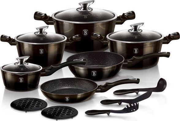 Berlinger Haus ZESTAW GARNKÓW 18 ELEMENTOWY METALLIC LINE SHINY BLACK BH/6614