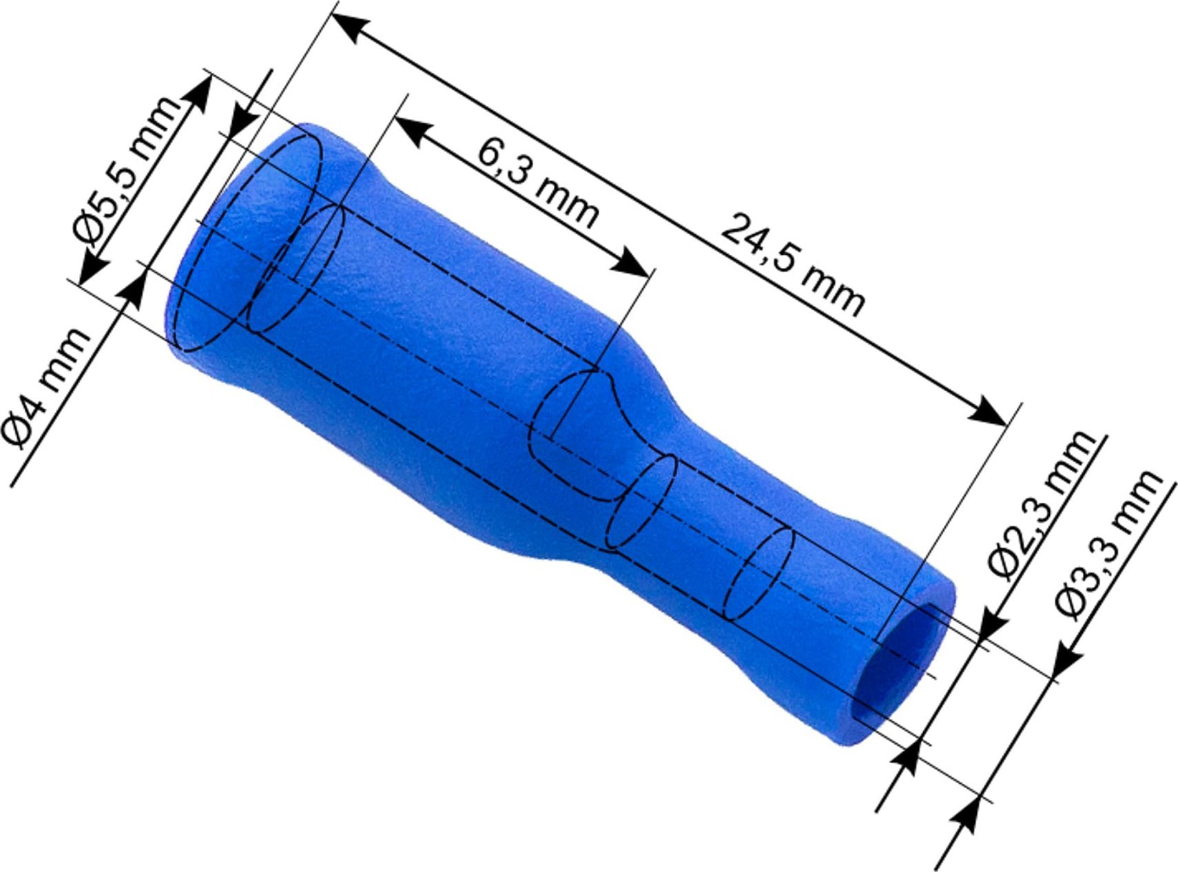 Blow 43-049# Konektor izol.gn. 4,0/24,5mm niebieski