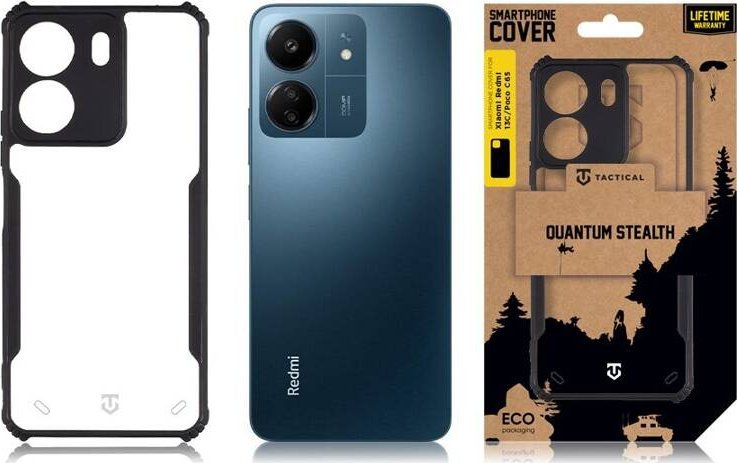 Tactical Quantum Stealth Cover for Xiaomi Redmi 13C/Poco C65 Clear/Black standard