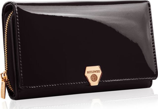 Betlewski BETLEWSKI Skórzany portfel damski SHINY