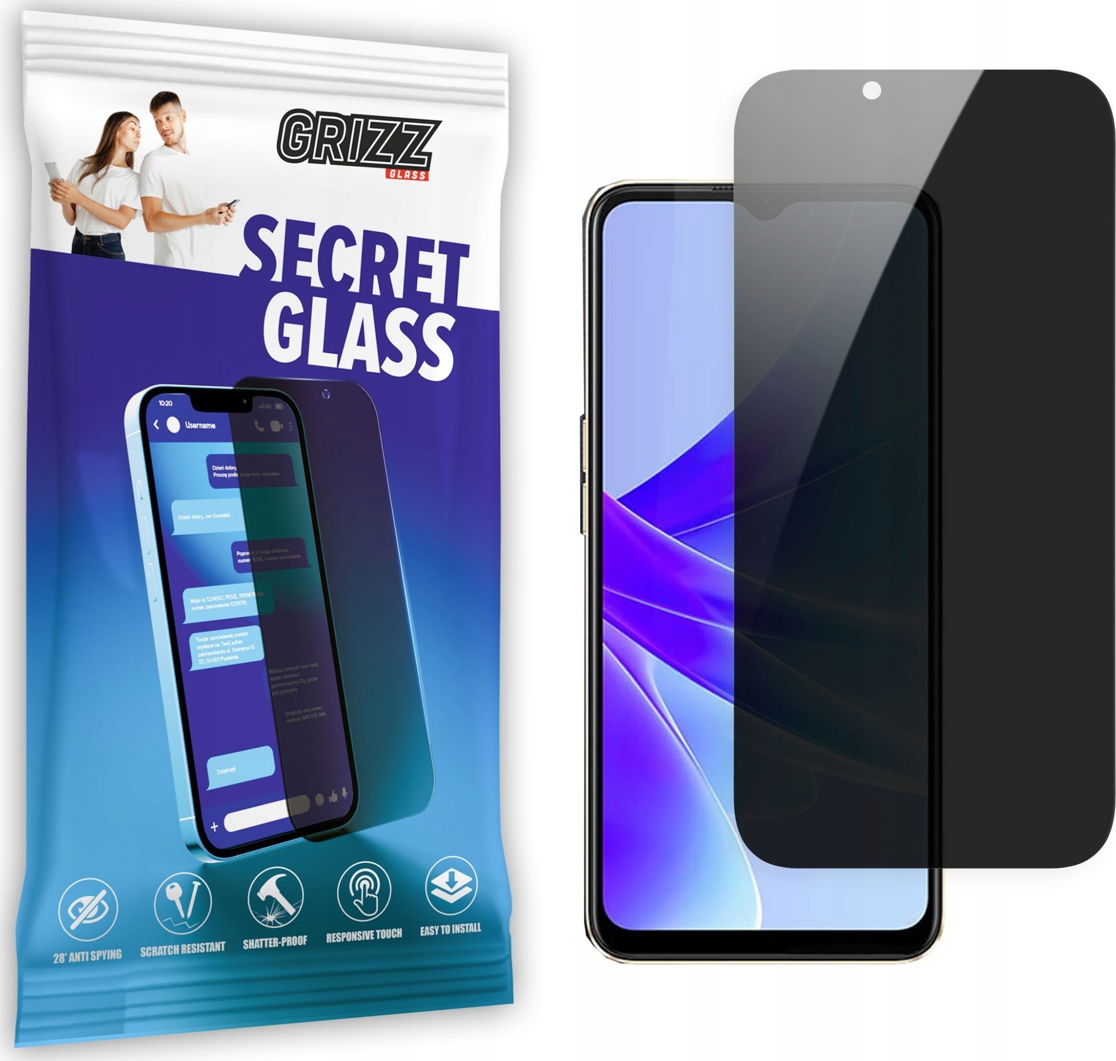 GrizzGlass Szkło prywatyzujące GrizzGlass SecretGlass Oppo A77s
