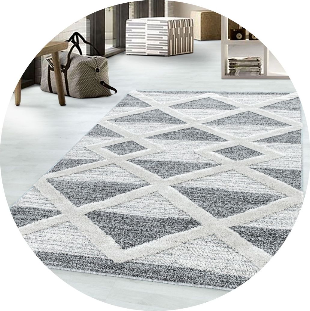 Ayyildiz Hali Dywan nowoczesny do salonu PIRAMIDY Popiel Koło PESO