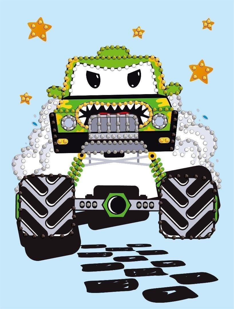 Diamentowa mozaika - Zielony samochodzik 15x20cm