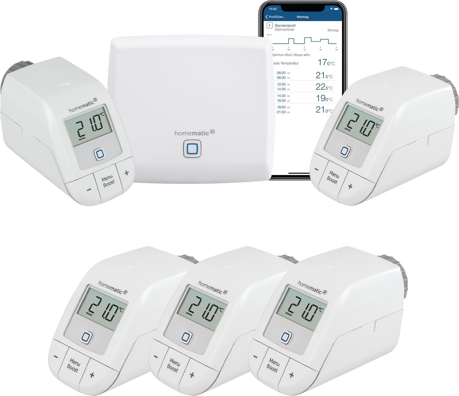 HomeMatic Bundle Homematic IP Starter Set Heizen + 3x Thermostat basic