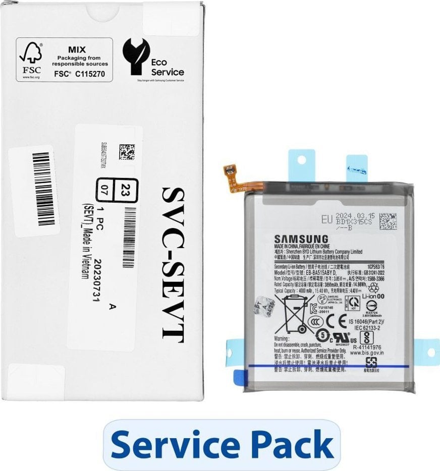 Bateria Samsung ServicePack Bateria EB-BA515ABY do SAMSUNG A51 A515 GH82-21668A