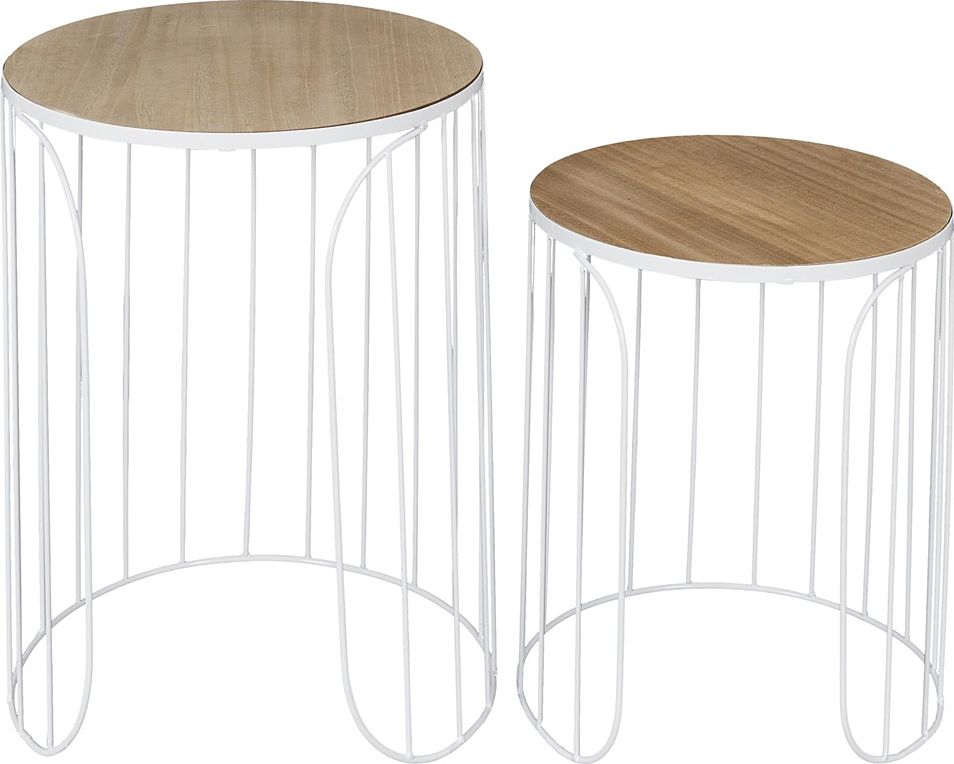 Elior Biały zestaw drucianych stolików - Malermo