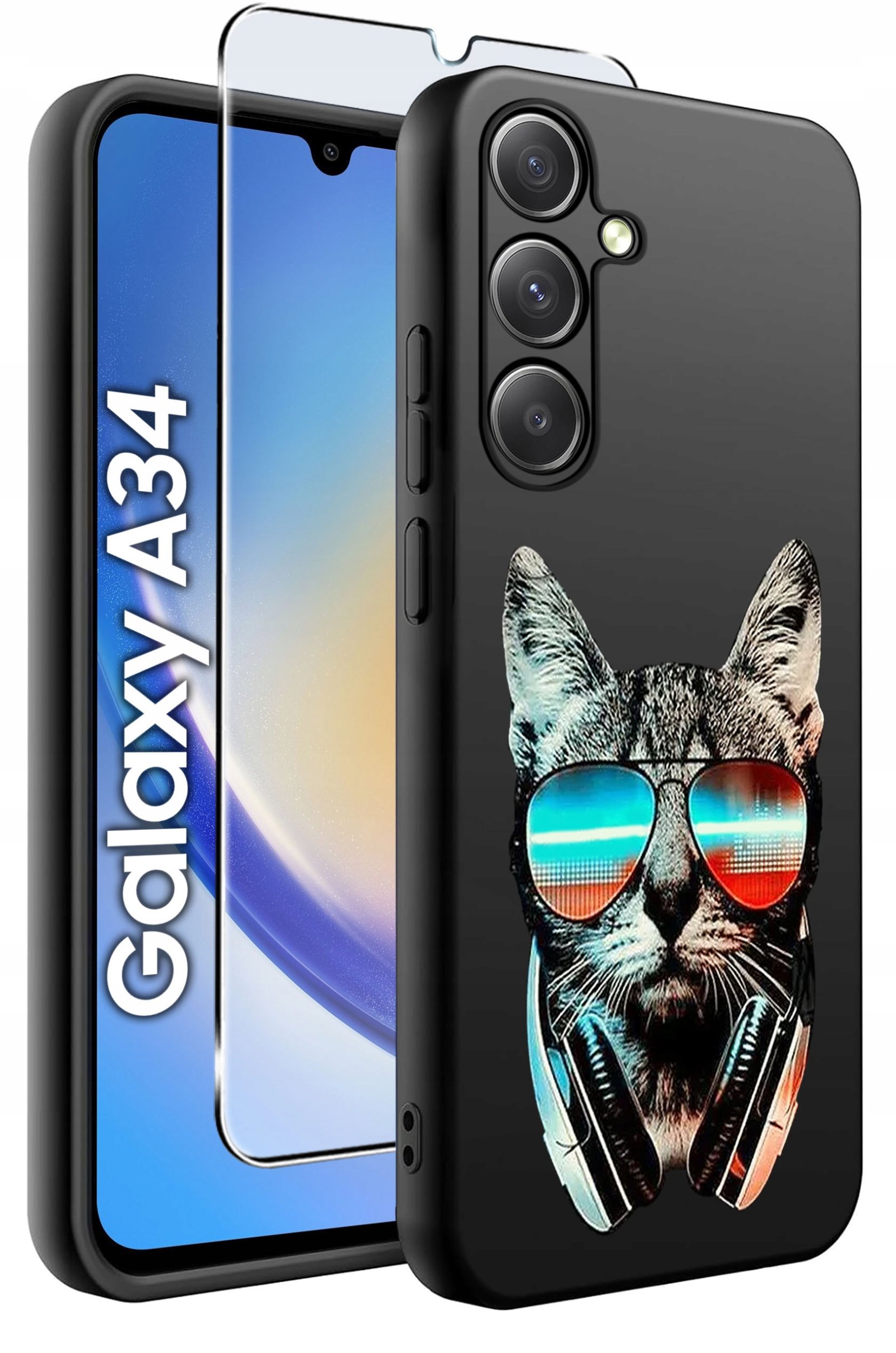 ETUI do Samsung A34 5G WZORY | SILIKONOWE MATT CASE + SZKŁO 9H