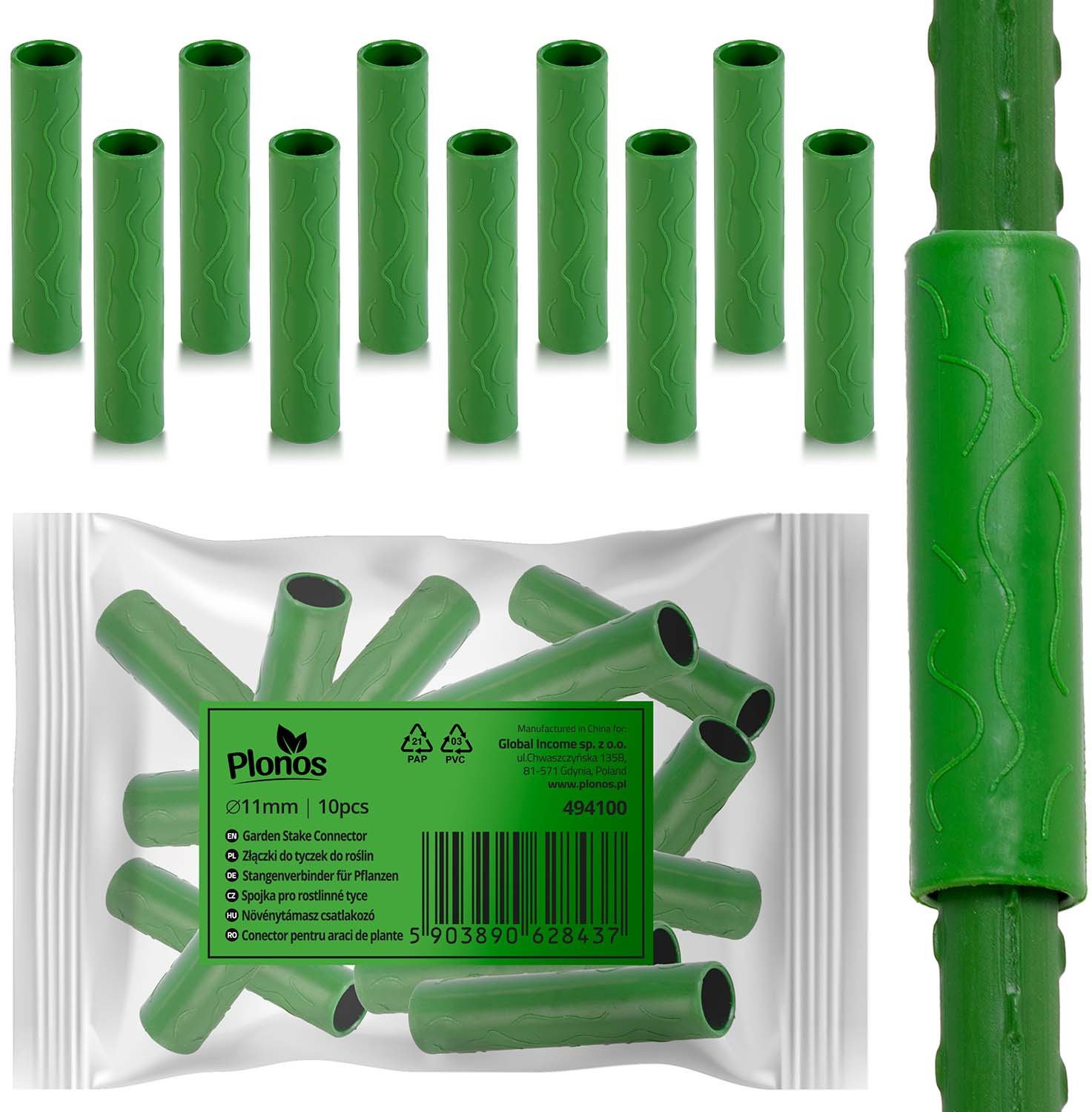 Złączki do tyczek 11mm Plonos PL-941 zielone 10szt