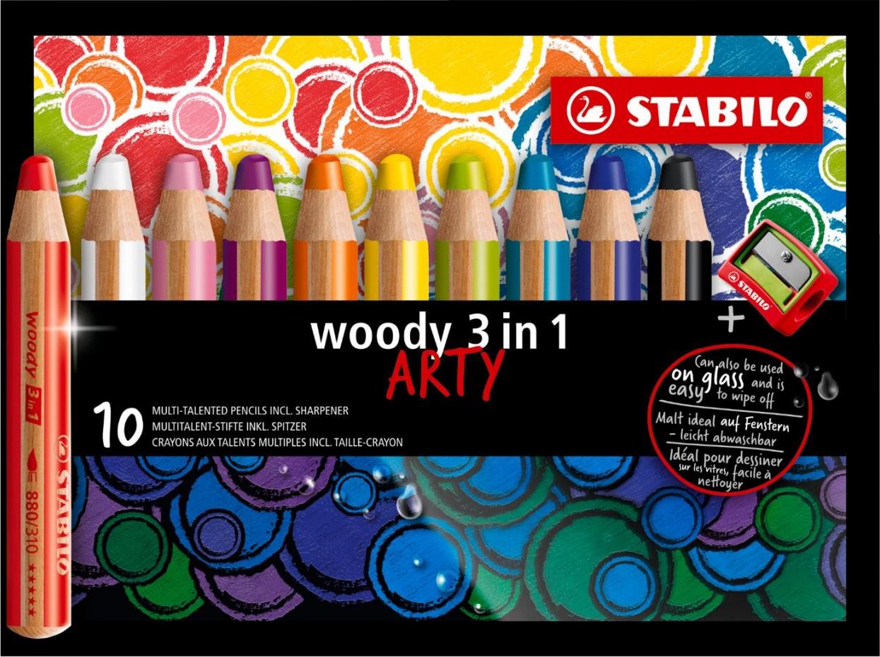 Stabilo Kredki Woody Arty 3w1 10 kol + temperówka STABILO