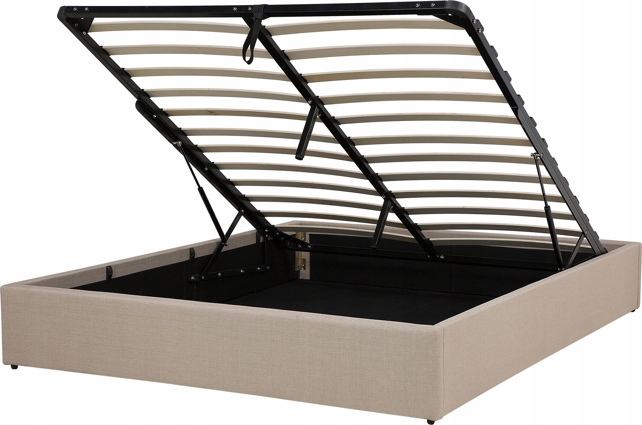 Beliani Łóżko z pojemnikiem tapicerowane 160 x 200 cm beżowe DINAN