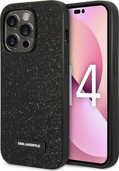 Karl Lagerfeld Etui Karl Lagerfeld do iPhone 14 Pro 6,1" hardcase czarny/black Glitter Plaque Logo