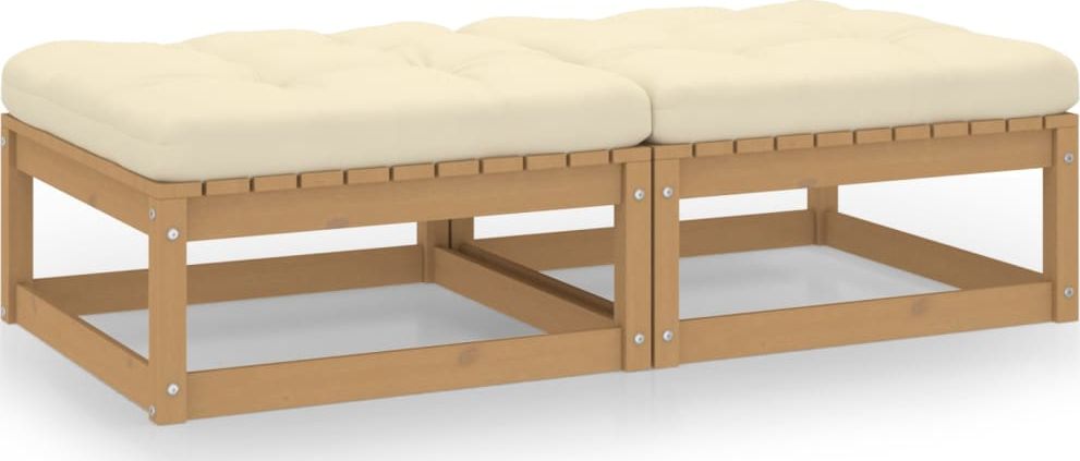 vidaXL Stołki ogrodowe z poduszkami, 2 szt., lite drewno sosnowe