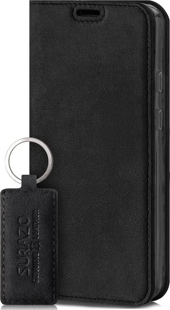 Surazo Etui na telefon skóra naturalna Smart magnet RFID - Nubuk Czarny Samsung Galaxy M21