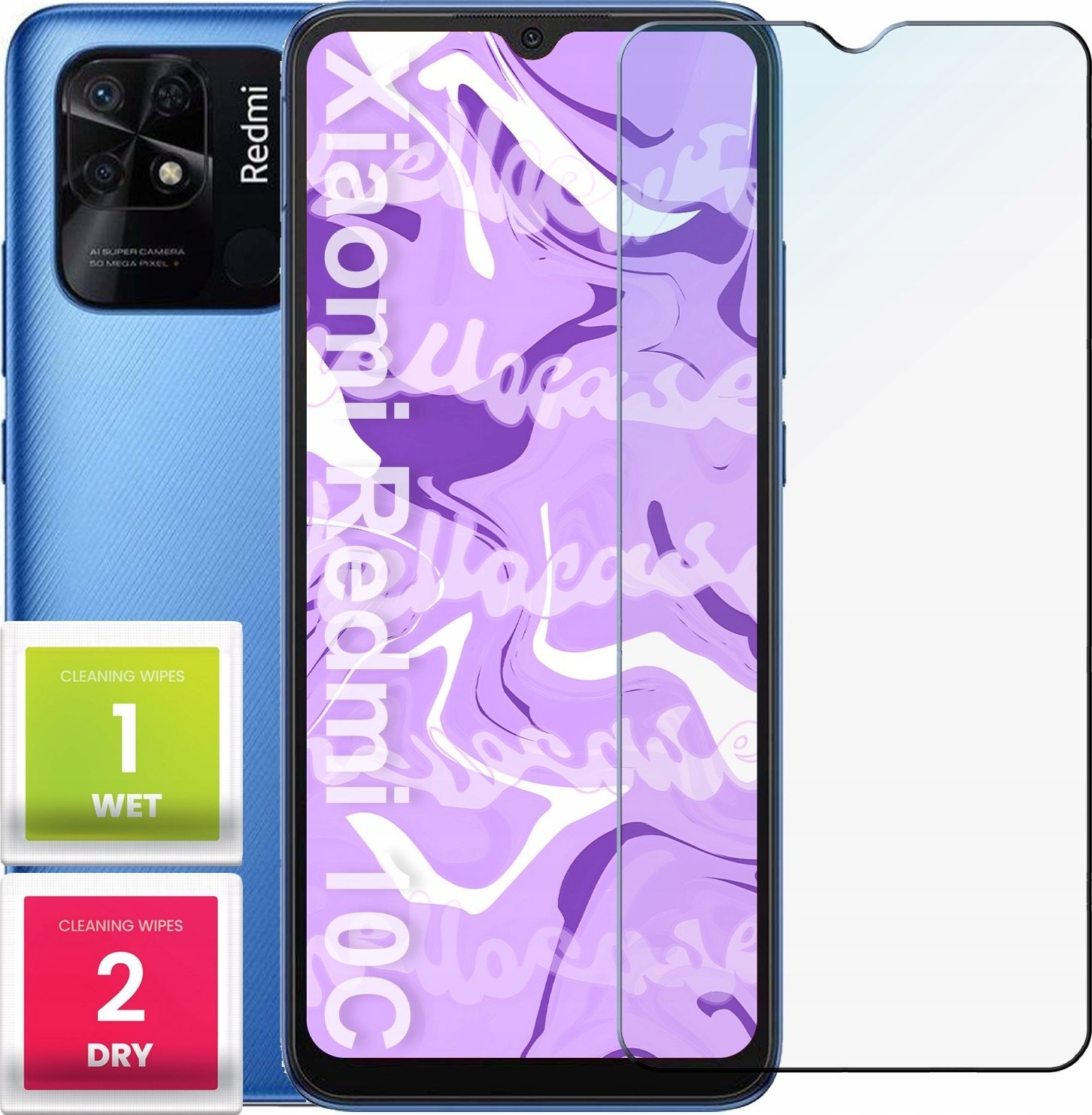 Hello Case Szkło Hartowane do Xiaomi Redmi 10c (szybka 9H, płaskie 2.5D, ochronne)