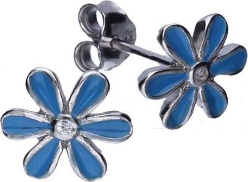 Lovrin Srebrne kolczyki 925 niebieskie kwiatuszki 0,80g