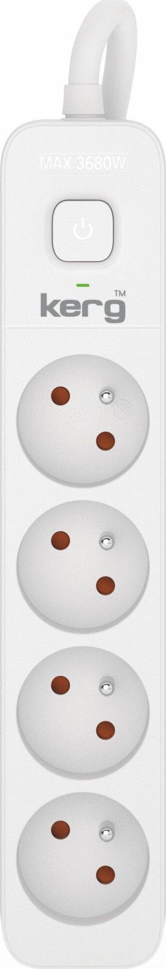 Kerg Przedłużacz KERG z wyłącznikiem-4 gniazda-biało-szary-1,5m-16A-H05VV-F-3x1,5mm2