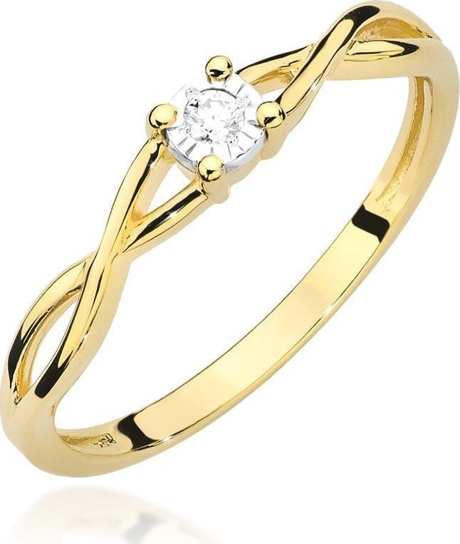 Best Diamonds złoty pierścionek z brylantem 0.03ct 15